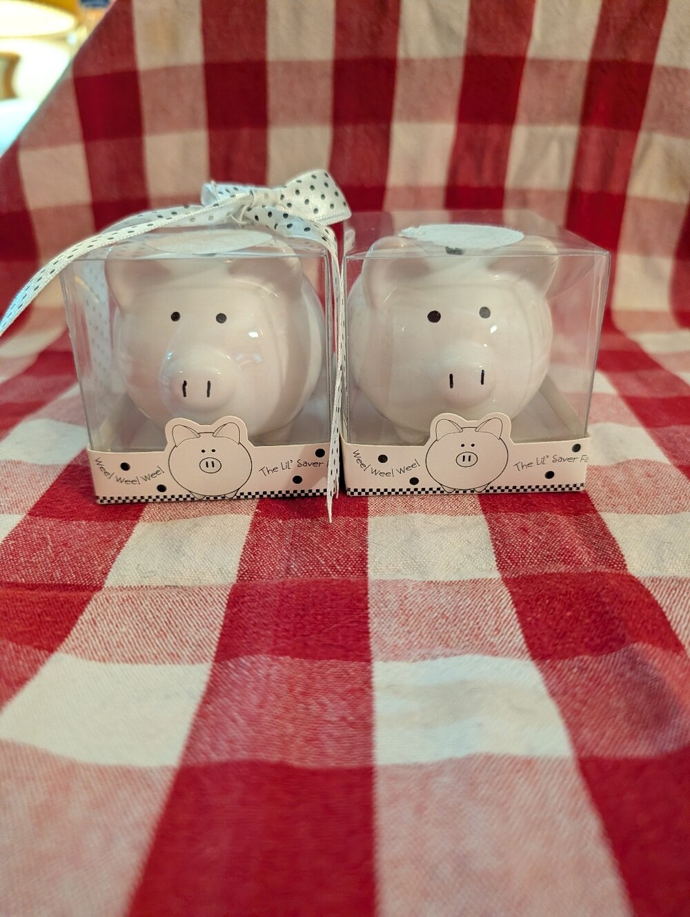 Kate Aspen White Piggy Bank Pair - Set of 2